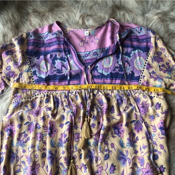 Pink & cream floral Boho maxi dress - Picture 2 of 10